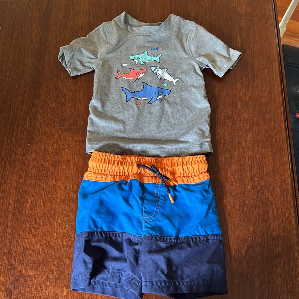 Cat & Jack Kids Shark Swim Set - Gray, Orange, Blue